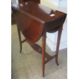 Edwardian mahogany inlaid drop leaf table with shaped under tier on splay legs. (B.P. 21% + VAT)