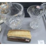 Tray of assorted items to include a lead crystal Webb Corbet Vase along with a flared necked cut
