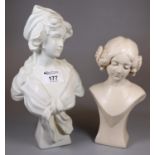 2 Modern marble finish busts - 1 after Raymond Pierre Dupont's original (2) (B.P. 21% + VAT)