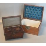 19th century two compartment sarcophagus-shaped tea caddy and a rosewood tea caddy. With a Victorian