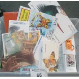 All world collection of stamp booklets in plastic box 60+ from a wide range of countries. (B.P.