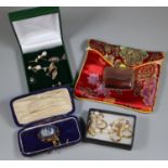 Collection of 9ct gold earrings, a Victorian specimen brooch, Wedgewood brooch etc. (B.P. 21% + VAT)