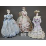 3 Coalport bone china figures to include 'Rose', 'Louisa at Ascot' and 'Lily' Figurine of the year