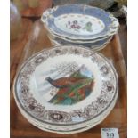 Tray of china to include four mid 19th century Rockingham style items comprising: two shallow oval