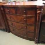 Victorian mahogany bow front chest of two short and three long drawers. (B.P. 21% + VAT)