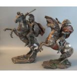 Two modern bronzed composition studies of Napoleon Bonaparte on rearing horse and Alexander the