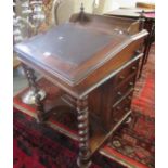 Victorian Rosewood Davenport desk, the gallery top above slope front standing on barley twist