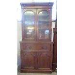 Victorian mahogany two stage glazed secretaire bookcase. (B.P. 21% + VAT)