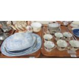 Tray of assorted china to include: six 19th century cups and saucers with six tea plates,