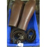 Pair of leather gaiters and four vintage leather belts. (B.P. 21% + VAT)