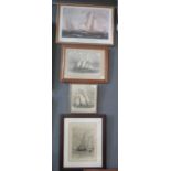 Group of four marine prints depicting J Class racing yachts and others. Various sizes. (4) (B.P. 21%