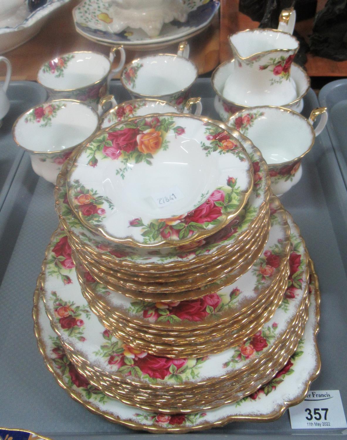 Tray of Royal Albert 'Old Country Roses' part tea ware to include: 7 saucers and 6 cups, 7 tea