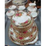 Tray of Royal Albert 'Old Country Roses' part tea ware to include: 7 saucers and 6 cups, 7 tea