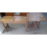 Vintage child's/school double desk, together with an Edwardian octagonal occasional lamp table