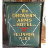 Breweriana/Advertising, The Drovers Arms Hotel, Felinfoel Ales pub sign, in metal frame - hand