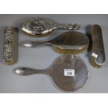 Collection of Edwardian design ladies vanity dressing table items to include one hand mirror, four