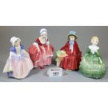 4 Royal Doulton bone china figurines to include 'Dinky Do', 'Goody two Shoes', 'Belle' and '