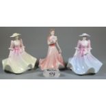 3 Coalport bone china figurines, 'Debutante May Ball', 'Debutante Summer Bouquet' and 'Debutante the