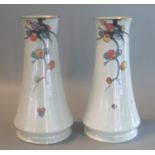 Pair of Shelley lustre tapering vases decorated with stylised flowers and foliage - 22cm high