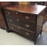 Early 20th century walnut straight front chest of three drawers on cabriole legs. (B.P. 21% + VAT)