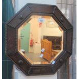 Early 20th century oak framed octagonal bevelled mirror. (B.P. 21% + VAT)