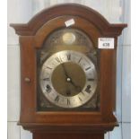 Reproduction mahogany three train grandmother long case clock. (B.P. 21% + VAT)