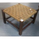 20th century oak cord seated foot stool. (B.P. 21% + VAT)