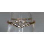 An Art Deco diamond ring. Ring size M. Approx weight 1.1 grams. (B.P. 21% + VAT)