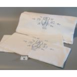 Commemorative cotton or linen bolster case embroidered to commemorate the Coronation of King