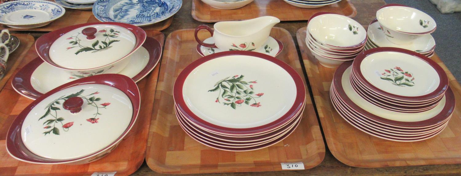 Wedgewood 'Mayfield' part dinnerware (ruby) to include: six each of dinner plates, side plates and