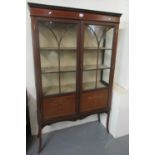 Edwardian inlaid mahogany two-door china display cabinet. 105cm wide approx. (B.P. 21% + VAT)