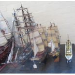 Group of three wooden ship models: three Galleons and a wooden model of The Titanic. (4) (B.P. 21% +