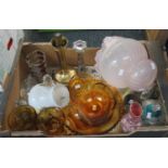 Box of assorted glass to include: selection of yellow glass bowls, plates and vases. Translucent