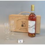 One 75cl bottle Château La Tour Blanche 1er.cru classe, 1988 in wooden presentation box with two