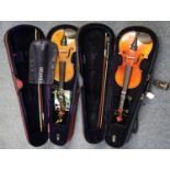 Chinese Knight Academy student violin outfit in fitted case with bow and canvas cover. Together with