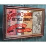 Reproduction framed advertising mirror 'The British Colonial Bicycle Company'. (B.P. 21% + VAT)