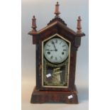 Late 19th century American two train steeple mantel clock with Arabic face. 48cm high approx. (B.