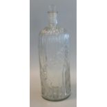 Vintage moulded and fluted glass shouldered bottle marked 'Poison not to be taken', with small glass
