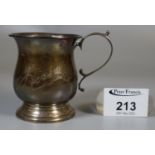 A silver christening cup engraved, Nesta. Approx weight 1.49oz. (B.P. 21% + VAT)