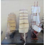 Group of three wooden models of two square rigged Clipper ships and a similar Galleon. (3) (B.P. 21%