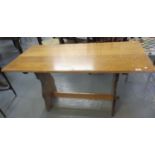 Mid century oak refectory style dining table. 135 x 68cm approx. (B.P. 21% + VAT)