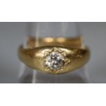 22ct gold diamond solitaire ring. Ring size R. Approx weight 7.7 grams. (B.P. 21% + VAT)