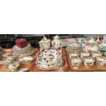 Three trays of Masons 'Mandalay' part tea and dinnerware etc.: teapot with six cups and saucers