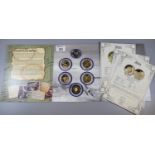 The Battle of Britain Royal Airforce 6 Coin Collection to include: 9ct gold Victory Coin, The Few,