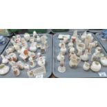 2 Trays of assorted miniature crested ware items to include: vases, jugs, pump, thimble tea cups and
