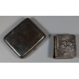 A silver cigarette case by S. Mordan & co London 1905. Together with miniature Book of Common Prayer