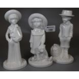 Three Spode Pauline Shone blanc de chine figurines: Edward, Elizabeth and Daniel (3) (B.P. 21% +