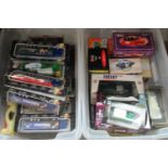 2 Plastic boxes of assorted diecast model vehicles, all appearing in original boxes to include: