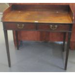 19th century mahogany tray top wash stand/side table with two cock beaded frieze drawers on square