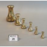 Set of Avery brass bell-shaped weights. 1oz to 1lb. (6) (B.P. 21% + VAT)